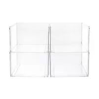 clear acrylic display case with dividers on each side and four sections in the middle