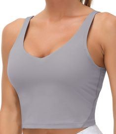 PRICES MAY VARY. 【Soft & Comfortable Material】 Crop tank sports bra made of lightweight, breathable and stretchy fabric, sweat-wicking to keep you dry. 【Design-- Full coverage U-back】 sports bra for additional support with removable pad, Great for low, medium, and high impact activities. Full figure with racerback design not only effectively protects against shock, and prevents the bra from shifting, but also beautifies your back curve, increasing the fashion sexy style. 【Match】Wear over your fa Gym People, Lululemon Running Shorts, Swimsuit Material, Workout Fits, Tank Top Bras, Gym Tops, Running Workout, Yoga Bra, 4 Way Stretch Fabric