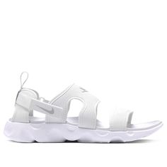 Womens Nike Owaysis Sandal 'White Platinum' White/Pure Platinum WMNS Sandals Comfortable Summer Sneakers With Arch Support, Sporty Sandals For Light Sports In Summer, Sporty Summer Sport Sandals For Light Sports, Synthetic Sport Sandals With Cushioned Footbed For Light Sports, Adjustable Sporty Sandals, White Adjustable Sport Sandals With Removable Insole, Casual Synthetic Sport Sandals For Light Sports, Summer Sneakers With Cushioned Footbed For Light Sports, Casual Sport Sandals For Light Sports