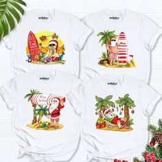 Beach Christmas Family Matching tees, Christmas Tropical shirt, Funny Santa squad Shirt, Santa Beachmas shirt, Hawaii Christmas vacation tee Hello! Thank you for supporting small businesses. My main priority here is the satisfaction of my customers. My t-shirts are Bella+Canvas brand. If Bella+Canvas is out of stock, I will send it from a brand of the same size and quality. If you want to buy this design in different product. I have a stock of SWEATSHIRT, HOODIE and LONG SLEVEE TEE. You can clic Fun Christmas T-shirt For Holiday, Holiday White T-shirt With Graphic Print, Holiday Crew Neck Tops For Beach Season, Fun White Holiday Tops, White Graphic Print T-shirt For The Holiday, White Graphic Print T-shirt For Holidays, Crew Neck Tops For Beach Season Holiday, Fun Holiday T-shirt With Short Sleeves, Holiday Fun Short Sleeve T-shirt