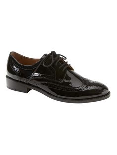 Patent Leather Brogue Oxford | Banana Republic Patent Leather Oxfords With Brogue Detailing, Fitted Wingtip Oxfords In Patent Leather, Formal Patent Leather Oxfords With Brogue Detailing, Classic Fitted Patent Leather Lace-up Shoes, Formal Patent Leather Brogue Oxfords, Classic Patent Leather Oxfords With Brogue Detailing, Classic Patent Leather Dress Shoes With Brogue Detailing, Business Casual Patent Leather Oxfords With Round Toe, Wingtip Patent Leather Dress Shoes For Work