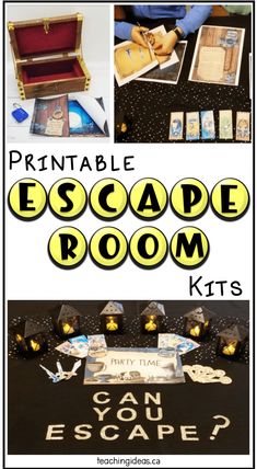 printable escape room kit for kids with pictures and text that reads, can you escape?