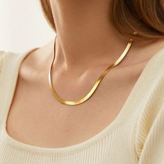 ✨Our 14K Gold Plated Sterling Silver Herringbone Chain Necklace, showcasing a timeless 3MM Snake Layering design. This adjustable piece, extending to 16 inches, is not only lightweight but also remarkably durable. It serves as a simple yet elegant accessory, capable of shining on its own or effortlessly enhancing any ensemble with its thin and sophisticated chain. 💫 🌟 Embrace the trendiness embodied in the 3MM Flexible Flat Magic Herringbone Necklace - a harmonious blend of elegance and strength. Perfect for daily wear, this versatile accessory can stand alone, complement a pendant, or be layered with other necklaces. Ensures suitability for any occasion, be it a formal night out or a casual day, infusing a touch of sophistication into your personal style. ✨ Product Specification: ------ Necklace For Best Friend, Layering Design, Gold Herringbone Chain, Herringbone Chain Necklace, Herringbone Chain, Herringbone Necklace, Layering Necklace, Best Friend Gift, Elegant Accessories