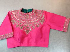 Shop stunning bright pink embroidered designer sari blouse online in USA. Elevate your Indian ethnic sari looks with exquisite readymade saree blouse, embroidered saree blouses, Banarasi sari blouse, designer saree blouse from Pure Elegance Indian clothing store in USA.-front Banarasi Sari, Designer Saree Blouse, Designer Sari, Saree Blouses Online, Indian Clothing Store, Blouse Designer, Readymade Saree, Embroidered Saree, Fashion Journals