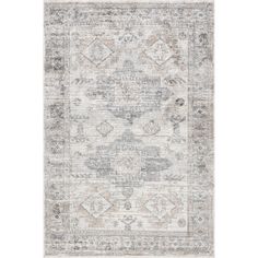 an area rug with grey and beige colors