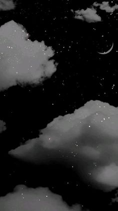 the night sky is filled with stars and clouds