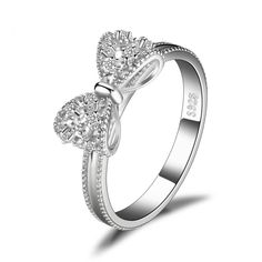 Birmingham Ring (2177802666046) Cubic Zirconia Wedding Rings, Sterling Silver Promise Rings, Stackable Wedding Bands, Bow Ring, Cheap Things, Wedding Anniversary Rings, Trendy Ring, Bow Knot, Silver Bow