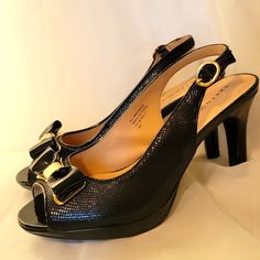 New Very Cute Black Closed Toe Formal Sandals, Elegant Black Synthetic Heels, Black Round Toe Sandals For Formal Occasions, Black Patent Leather Sandals For Formal Occasions, Black Formal Sandals With Round Toe, Black Heels With Buckle Closure For Formal Occasions, Black Office Sandals Medium Width, Black Medium Width Office Sandals, Elegant Black Office Sandals