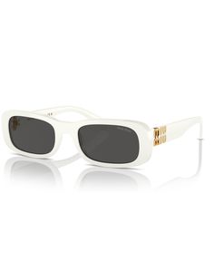 in stock Elegant White Sunglasses For Formal Occasions, Chic White Sunglasses For Formal Occasions, Formal White Sunglasses With Mirrored Lenses, Formal White Sunglasses With Gradient Lenses, Formal White Polarized Sunglasses, Designer White Sunglasses For Formal Occasions, Women's Sunglasses, Miu Miu, Sunglasses Women