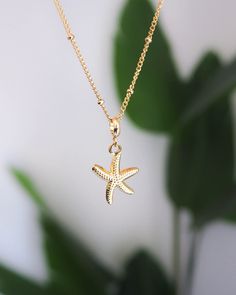 Onze prachtige Sea Star Gold-ketting combineert moeiteloos elegantie met een vleugje oceaan.🌟 De hoogwaardige 18-karaats vergulde roestvrijstalen ketting is versierd met een Sea Star-hanger die een vleugje kustcharme geeft, waardoor het een statement-stuk is voor elke gelegenheid. De Sea Star of Starfish is een symbool van veerkracht, regeneratie en de schoonheid van de oceaan. Met verfijnde details en een glanzende gouden tint voegt deze hanger een vleugje kustcharme toe aan elke outfit. Voeg Star Gold Necklace, Stella Marina, Star Necklace Gold, Starfish Necklace, Coastal Charm, Sea Star, Charm Making, Girl Jewelry, Ocean Inspiration