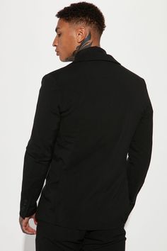 Model Height: 6'2 - Wearing Large Big & Tall: Height 6'3 - Wearing XXXL Available In Black. Pointed Lapels Front Pockets Button Front Pair with The Modern Stretch Slim Trouser Shell 65% Polyester 33% Viscose 2% Spandex Lining 100% Polyester Imported | Mens The Modern Stretch Suit Jacket in Black size Medium by Fashion Nova Tall Height, Slim Trousers, Big & Tall, Black Blazers, Model Height, Black Fashion, The Modern, Fashion Nova, Mens Jackets