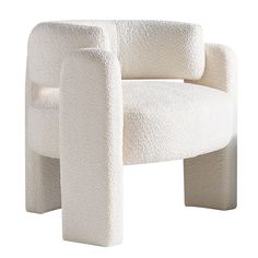 a white chair sitting on top of a white floor