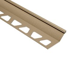 Schluter Finec-SQ Trim 9/16in. Aluminum Beige is a finishing and edge-protection profile for the outside corners of tiled surfaces on walls. The vertical wall section of the profile provides a decorative finish and protects adjacent tiles. Other applications include transitions for dado coverings such as carpet, natural stone, or cold-cured resin coatings. | Schluter Systems | Schluter Finec-SQ Trim 9/16 inch Aluminum Beige - Floor & Decor Schluter Systems, Tile Edge Trim, Beige Floor, Tile Edge, Wall Trim, Resin Coating, Metal Trim, Floor Decor, Beige Color