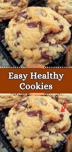 easy healthy cookies cooling on the grill with text overlay that reads easy healthy cookies