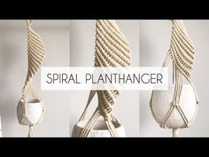 four different ropes hanging from the ceiling in various shapes and sizes, with text that reads spiral plant hanger