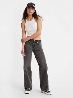 Low rise is here to stay;and our super-flattering Low Loose jeans prove it. Cut with a versatile low rise and a wide, straight leg, they're a throwback Y2K style that's subtle enough to wear every day. Low rise jeans inspired by early aughts style Features a straight, wide leg A relaxed fit through the hip and thigh This pair runs a bit small. We suggest buying one or two sizes up. Levis Outfit, Black Levis, Wish Me Luck, Levi’s Jeans, Relaxed Jeans, Loose Jeans, Low Rise Jeans, Prove It, Washed Jeans