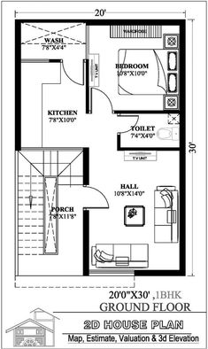 the floor plan for a small house with two bedroom and living room in one level