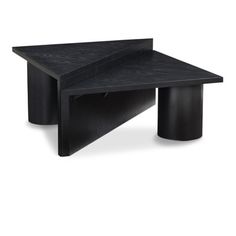 a black coffee table with an angled top