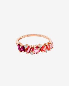 Kalan By Suzanne Kalan Nadima Red Ombre Half Band in 14k rose gold Red Ombre, Pink Topaz, Baguette Cut, White Diamonds, Morganite, Princess Cut, Diamond White, Unique Pieces, Beautiful Jewelry