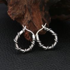 Vintage Viking Style Thick Stainless Steel Hoop Earrings for Unisex - Fashion Punk Hip Hop Jewelry Trendy Small Hoop Metal Cartilage Earrings, Punk Style Nickel Free Hoop Earrings, Punk Metal Hoop Earrings, Punk Style Nickel-free Hoop Earrings, Punk Style Small Hoop Metal Jewelry, Punk Small Hoop Metal Jewelry, Small Metal Hoop Earrings Punk Style, Handmade Punk Hoop Earrings, Punk Hoop Earrings Nickel Free