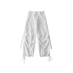 Brand: other/otherSize: S M LStyle: StreetStreets: European and AmericanColor classification: rose red, red, white, black, charcoal grayYear Season: Summer 2022Trouser length: Long pantsWomen's pants type: cargo pantsMaterial composition: Other materials White Drawstring Ankle-length Bottoms, White Ankle-length Drawstring Pants, White Baggy Bottoms With Multiple Pockets, White Drawstring Cargo Pants For Summer, White Summer Cargo Pants With Drawstring, White Parachute Pants With Multiple Pockets, White Parachute Trousers With Multiple Pockets, White Ankle-length Bottoms With Cargo Pockets, White Ankle-length Cargo Bottoms