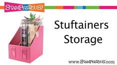 a pink storage box filled with lots of stuff