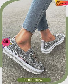 Rhinestone Bear Platform Casual Shoes Spring Synthetic Sneakers With Rhinestones, Casual Rhinestone Sneakers For Spring, Party Sneakers For Spring, Casual Embellished Sneakers For Spring, Spring Party Sneakers, Silver Sneakers With Rhinestones For Spring, Silver Flat-heeled Sneakers For Spring, Spring Bling Sneakers With Round Toe, Trendy Rhinestone Sneakers For Spring