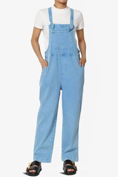 Embrace everyday chic with these denim overalls that blend utility and style. Their adjustable straps and relaxed fit ensure all-day comfort, perfect for casual outings.Made with a soft cotton blend and durable twill, these versatile one-piece jumpsuits are a wardrobe staple for any season.The cropped tapered legs and bib pocket add a contemporary touch to the timeless design, while slant pockets merge convenience with streetwear vibes.Ideal for casual travel, weekend wear, or special occasions, Spring Denim Overalls In Solid Color, Fall Cotton Overalls With Adjustable Straps, Cotton Overalls With Adjustable Straps For Fall, Trendy Cotton Jumpsuits And Rompers With Adjustable Straps, Utility Solid Overalls With Pockets, Utility Overalls With Pockets, Spring Denim Overalls, Relaxed Fit Solid Overalls With Side Pockets, Casual Denim Jumpsuit In Solid Color With Relaxed Fit