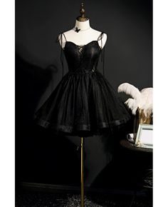 Get 10% off now! Buy gothic strappy black tulle short homecoming prom dress at cheap price online. Free stable shipping and pro custom service since 2009. Black Lace Homecoming Dress, Black Wedding Dresses Short, Goth Homecoming Dress, Black Dress Halloween, Black Dress Accessories, Black Homecoming Dresses, Black Prom Dress Short, Mini Prom Dresses, Professional Dress