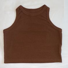 Great Condition, Never Worn Casual Solid Color Crew Neck Tank Top, Fitted Brown Solid Color Top, Fitted Solid Brown Tops, Summer Brown Crew Neck Tank Top, Brown Crew Neck Tank Top For Summer, Brown Solid Knit Top, Brown Knit Solid Color Top, Brown Crew Neck Tank Top For Fall, Trendy Solid Brown Tops