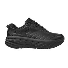 Hoka Women's Bondi Sr Running Shoes Color: Black Design: Water-Resistant, Full-Grain Leather Upper Earned The Apma Seal Of Acceptance For Promoting Foot Health In-Shoe Comfort: Full-Length Eva Midsole Offers Plush Hoka Cushioning Soft Lining Wrap On The Tongue For Enhanced Comfort Padded Memory Foam Collar For A Comfortable And Locked-In Fit Durability & Traction: Early Stage Meta-Rocker Offers A Smooth Ride And Limits Pain On Your Feet Outsole Features A Slip-Resistant Rubber And A Tread Design Functional Black Sneakers With Removable Insole, Black Lace-up Walking Shoes With Boost Midsole, Black Closed Toe Walking Shoes With Rubber Sole, Black Walking Shoes With Boost Midsole, Black Closed Toe Walking Shoes With Removable Insole, Black Walking Shoes With Cushioned Footbed, Black Closed Toe Walking Shoes With Cushioned Footbed, Black Leather Running Shoes For Walking, Black Running Shoes With Abzorb Midsole