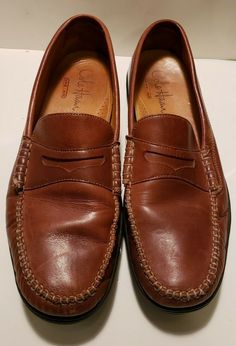 Cole Haan Brown Leather Penny Loafers 11 M NikeAir CO7916 X Condition is used see pictures before you purchase.  Has some signs of wear some scratches. Pictures are part of description. Will ship USPS priority mail. Brown Casual Moccasins For Semi-formal Occasions, Casual Brown Moccasins For Semi-formal, Casual Semi-formal Brown Moccasins, Vintage Brown Moc Toe Loafers, Casual Brown Leather Shoes For Semi-formal Occasions, Vintage Leather Sole Moccasins For Business, Vintage Leather Slip-on Loafers, Vintage Moc Toe Semi-formal Loafers, Vintage Moc Toe Loafers For Semi-formal Occasions