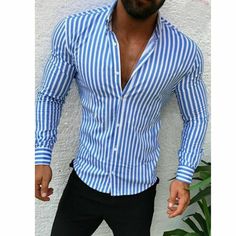 Size Xxlarge Mens Fashion Button Shirt Blue/White. This Shirt Is An Asian Size Large So Size Up 2 Or 3 Sizes. This Shirt Has Been Tried On Once But Is New. I Have This In A Size Large As Well. Blue Slim Fit Shirt With Casual Collar, Casual Blue Slim Fit Dress Shirt, Casual Striped Slim Fit Shirt, Summer Light Blue Cotton Dress Shirt, Summer Light Blue Dress Shirt With Button Closure, Casual Light Blue Dress Shirt For Summer, Casual Slim Fit Striped Dress Shirt, Casual Striped Slim Fit Dress Shirt, Casual Striped Dress Shirt For Summer