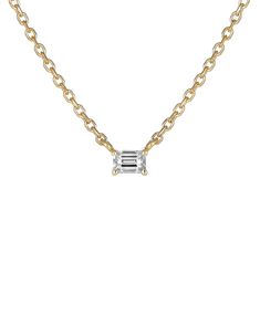 This 14k yellow gold necklace features a dainty 3x2mm baguette natural diamond (0.07ctw) and measures 18" in length. Its simple design is perfect for a minimalist look and great for layering with your other favorite necklaces. Baguette Necklace, Diamond Baguette, 14k Yellow Gold Necklace, Yellow Gold Necklace, Baguette Diamond, Simple Design, Baguette, Natural Diamonds, Simple Designs