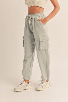 Cargo Pocket Sweat Pants | Evercado Cargo Sweatpants, Pocket Sweatpants, Kimono Sweater, Cargo Pocket, French Terry Fabric, Sweat Pants, Drawstring Waistband, Pullover Sweatshirts, Outerwear Women