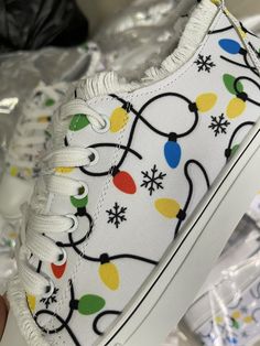 Colorful Print Lace-up Canvas Shoes, As Picture / US 8 White Canvas Shoes Painting, Multicolor Casual Closed Toe Sneakers, Fun White Low-top Canvas Shoes, Fun Multicolor Low-top Canvas Shoes, Casual Multicolor Canvas Shoes With Flat Heel, Teacher Shoes Painted, Doodle On Shoes, Painting Canvas Shoes Diy, Diy Disney Shoes