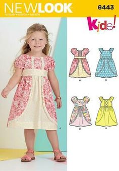 New Look Sewing Pattern 6443 Girls Childs Dress Size 3-8 | eBay New Look Patterns, Baby Frock Pattern, Girls Dress Sewing Patterns, Dress Patterns Free, Sewing Patterns Girls, Baby Dress Patterns, Girl Dress Patterns