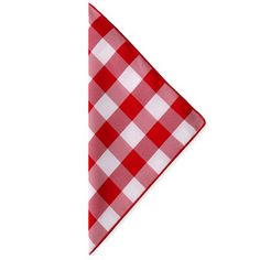 a red and white checkered napkin on a white background