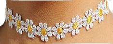 Spring Gift Choker, White Flower Choker For Spring, Spring White Flower Choker, White Floral Choker For Spring, Spring Gift White Choker, Spring White Adjustable Choker, White Flower Shaped Adjustable Choker, Handmade Flower Choker For Summer, Handmade Flower Shaped Choker For Summer