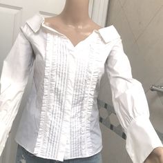 New With Tags White Office Shirt For Spring, Spring Formal Cotton Blouse, Button Down Shirts, White Shirt, Down Shirt, Button Down Shirt, Color White, Womens Tops, Tags