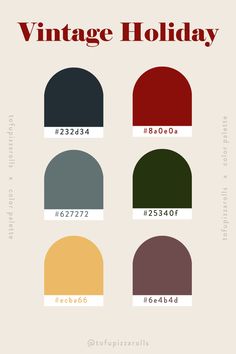 the vintage holiday color scheme is shown in different colors