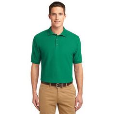 Port Authority Silk Touch Polo. An enduring favorite, our comfortable classic polo is anything but ordinary. With superior wrinkle and shrink resistance, a silky soft hand and an incredible range of styles, sizes and colors, it&#39;s a first-rate choice for uniforming just about any group. 5-ounce, 65/35 poly/cotton pique Flat knit collar and cuffs Metal buttons with dyed-to-match plastic rims Double-needle armhole seams and hem Side vents Clover Green, Business Outfits