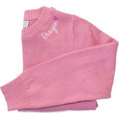 Cute Crew Neck Sweater With Embroidered Logo, Pink Letter Embroidery Top For Winter, Pink Winter Tops With Letter Embroidery, Pink Top With Letter Embroidery For Winter, Winter Pink Top With Letter Embroidery, Pink Winter Sweater With Embroidered Logo, Casual Pink Sweater With Embroidered Logo, Cute Pink Sweater With Custom Embroidery, Long Sleeve Pink Sweater With Embroidered Text