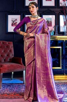 Discover the timeless elegance of our Woven Design Zari Silk Blend Kanjeevaram Saree. Crafted with intricate zari work, this saree combines traditional charm with modern sophistication, making it perfect for weddings, festivals, and special occasions. Its rich texture and vibrant colors add a touch of luxury, ensuring you stand out in any gathering. Elevate your ethnic wardrobe with this exquisite Kanjeevaram saree and experience the perfect blend of style and tradition. Blouse: A Unstitched Blouse Material Is A Part Of All The Sarees. However, We Will Be Able To Customize Your Blouse As Per Your Measurements and Requirements. We Offer Additional Services Like Maggam/Zari/Embroidery Works As Per Your Requirement And Charged Accordingly. Please Reach Out To Us To Discuss On The Same, so Tha South Indian Engagement, Kanjeevaram Sarees, Desi Wear, Art Silk Sarees, South Indian Wedding, Zari Work, Blouse Material, Fancy Sarees, Traditional Sarees