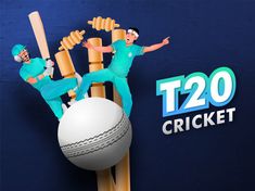 two men in scrubs are balancing on top of a cricket ball and wooden poles