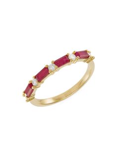 14K Yellow Gold, Ruby & 0.20 TCW Diamond Ring Yellow Gold Ring, Ruby Ring, Diamond Clarity, Yellow Gold Rings, Saks Fifth, Saks Fifth Avenue, Beautiful Rings, Colored Diamonds, Gold Ring