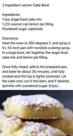 the recipe for lemon cake bars is shown