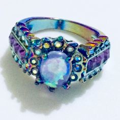 New. Mermaid Ring Size 6. Color Ring Multicolor Amethyst Ring Gift, Purple Opal Gemstone Jewelry, Multicolor Amethyst Ring For Gift, Adjustable Iridescent Crystal Ring, Iridescent Adjustable Crystal Ring, Nickel-free Purple Rings For Jewelry Making, Adjustable Nickel-free Purple Ring, Purple Opal Round Jewelry, Purple Oval Opal Ring For Gift