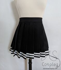 Knife Pleat Skirt with Stripe- This pleated skirt is made in a popular style for anime-style school uniform skirts. It is available in any size and color with one or two stripes. The skirt is made from high quality 100% cotton fabric and closes in the back with an invisible zipper. Add a Matching Face Mask to Your Order! The masks ship in 1-2 days and you can preview the fabric in your color preference. https://www.etsy.com/listing/788750961/washable-face-mask-layered-pleat-face The skirts are s Stretch Pleated Skirt For School With Lined Skirt, Stretch Pleated Skirt For School With Lining, Stretch Pleated Skirt With Lining For School, Stretch Pleated Skirt With Lined Detail For School, Fitted Tiered Skirt For School, Fitted Accordion Pleats Skirt For School, School Fitted Tiered Skirt, Black Pleated Skirt For Cosplay, Cosplay Black Pleated Skirt