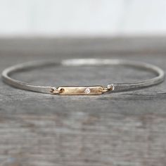 Diamond Bar Bangle Sterling Silver 14k Gold Link Bangle | Etsy Stackable White Gold Bangle For Everyday, Minimalist Stackable White Gold Diamond Bracelet, Minimalist Stackable White Gold Bangle, Everyday Stackable White Gold Bangle, Minimalist Stackable White Gold Bracelets, Minimalist White Gold Stackable Diamond Bracelet, Minimalist White Gold Stackable Bracelets, Elegant Hand Forged Bangle For Everyday Wear, Elegant Hand Forged Bangle For Everyday